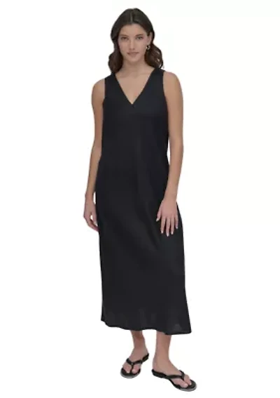 Women's Sleeveless V-Neck Midi Dress