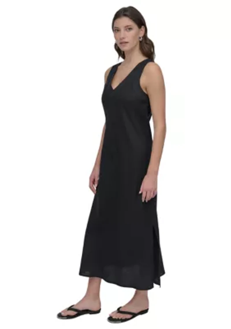 Women's Sleeveless V-Neck Midi Dress