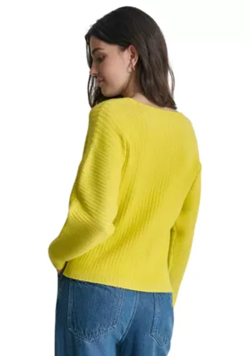 Women's Long Sleeve Ribbed V-Neck Sweater