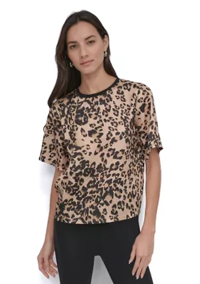 Women's Cheetah Printed Boxy Blouse