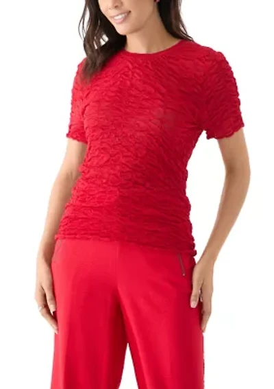 Women's Short Sleeve Pucket Knit Top