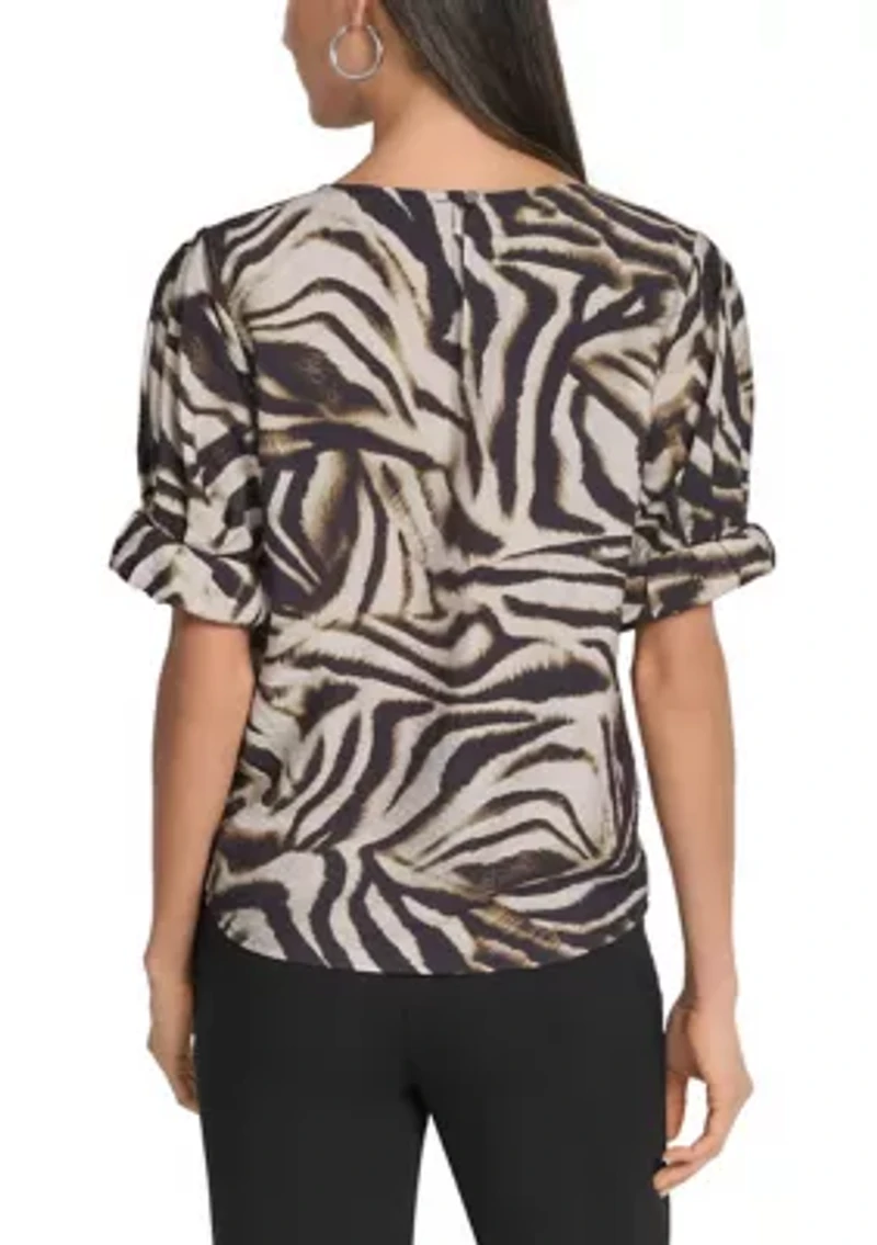Women's Invisible Pleated Printed Blouse