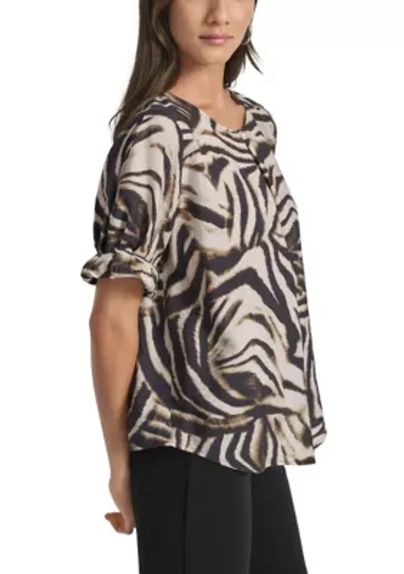 Women's Invisible Pleated Printed Blouse