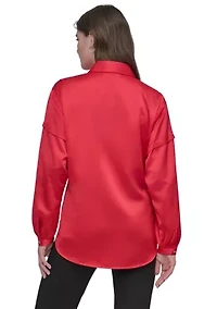 Women's Long Sleeve Tie Front Shirt