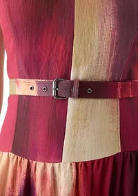 Women's Sleeveless Belted Brushstroke Midi Dress