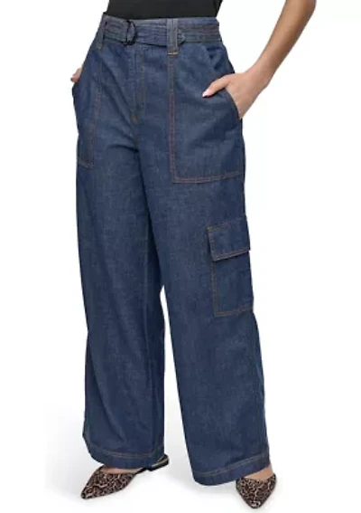 Women's Wide Leg Chambray Pants