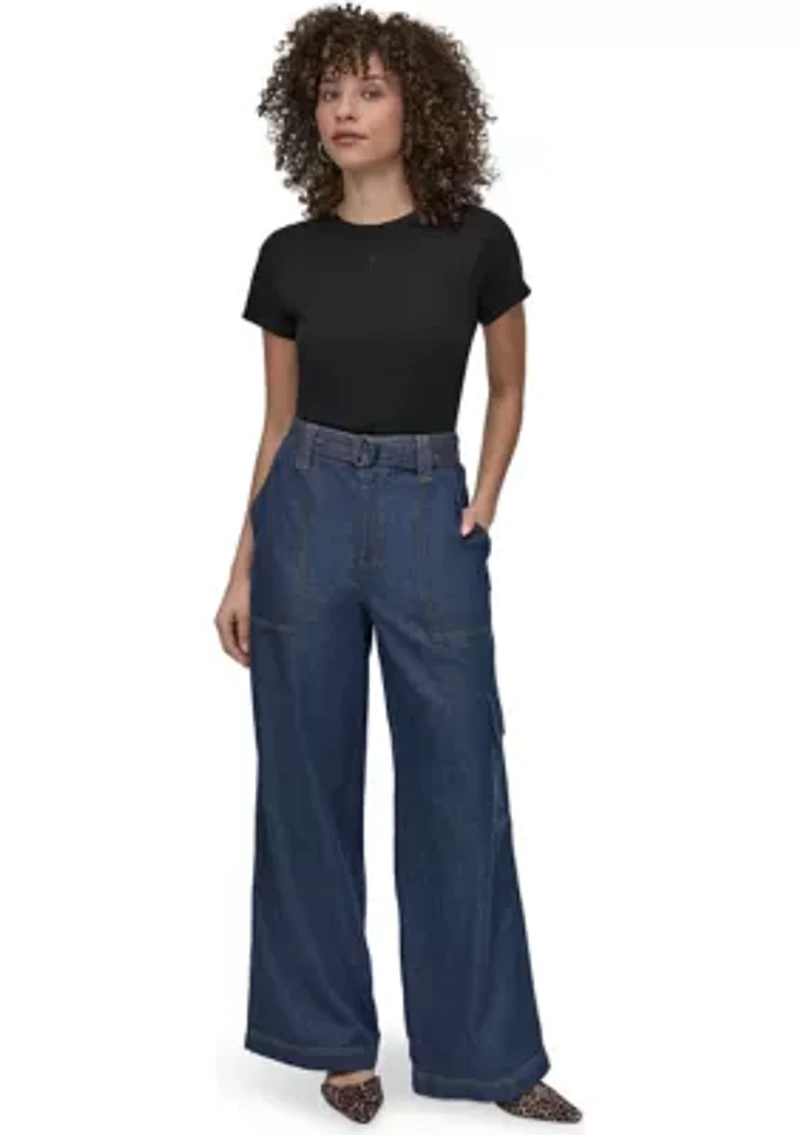 Women's Wide Leg Chambray Pants