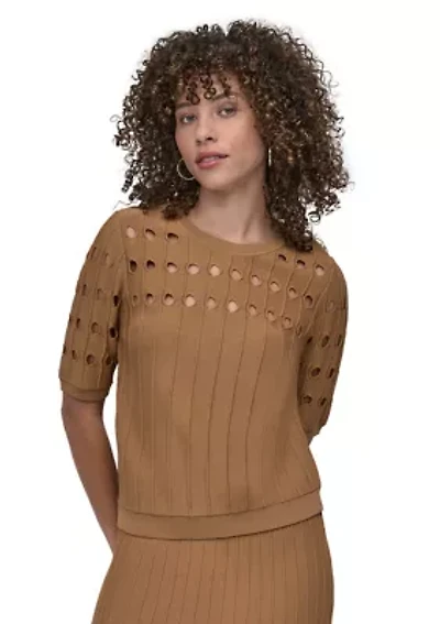Women's Crew Neck Cutout Sweater