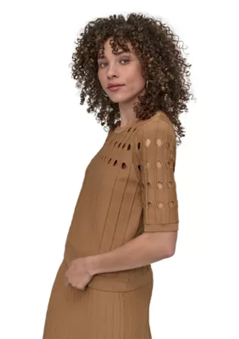 Women's Crew Neck Cutout Sweater