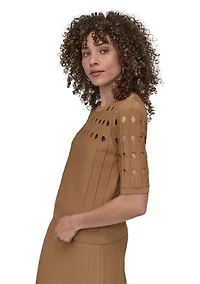 Women's Crew Neck Cutout Sweater