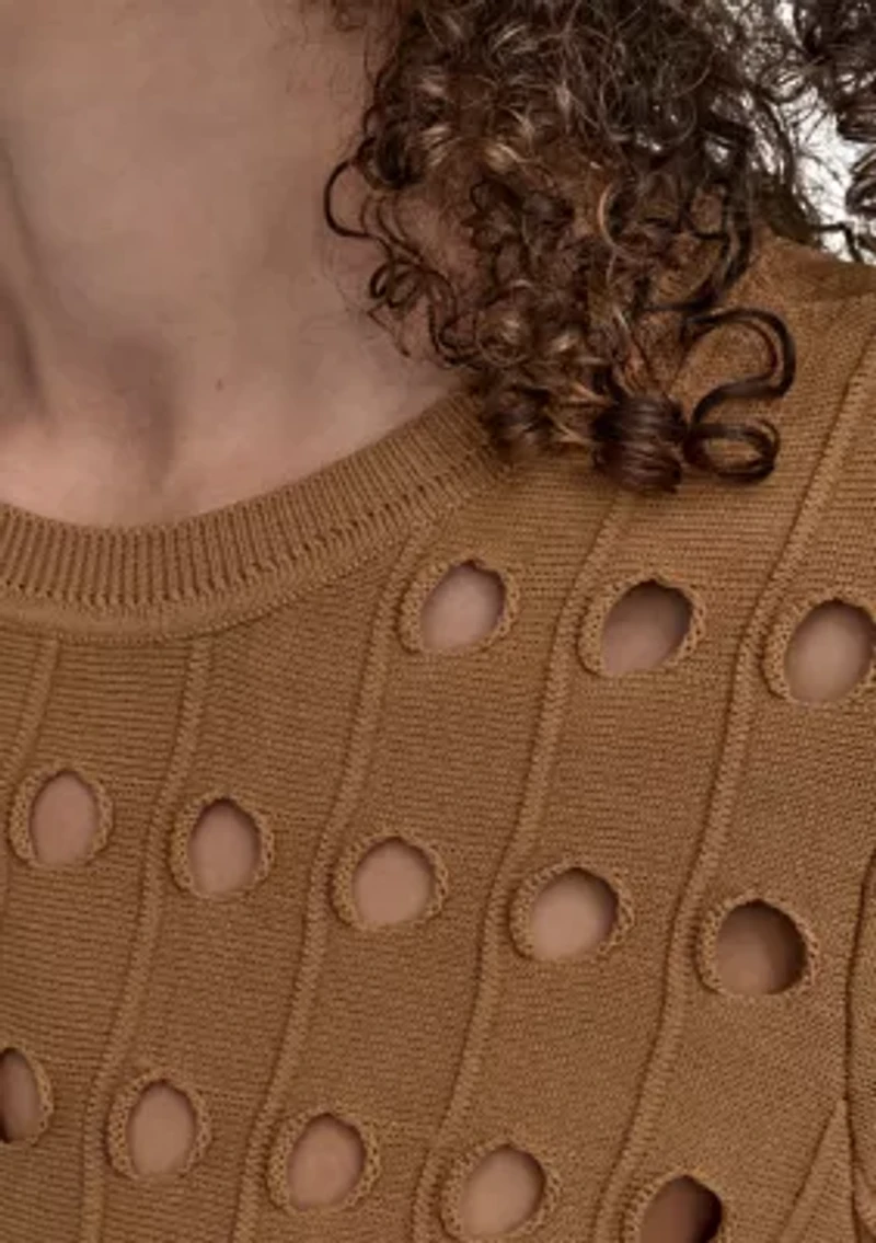Women's Crew Neck Cutout Sweater