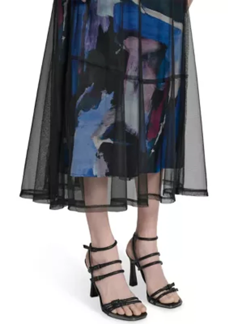 Women's Short Sleeve Printed Midi Dress