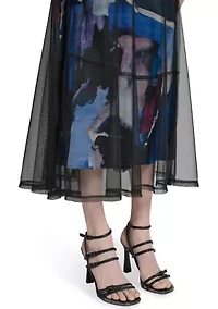 Women's Short Sleeve Printed Midi Dress