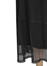 Women's Mesh Overlay Midi Skirt