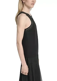 Women's Stud Trim Halter Tank Top