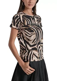 Women's Short Sleeve Zebra Crew Neck T-Shirt
