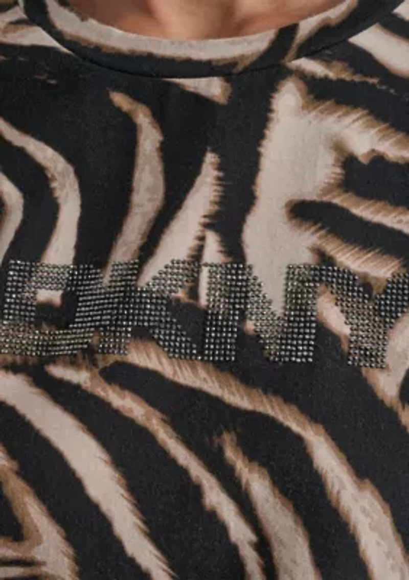 Women's Short Sleeve Zebra Crew Neck T-Shirt