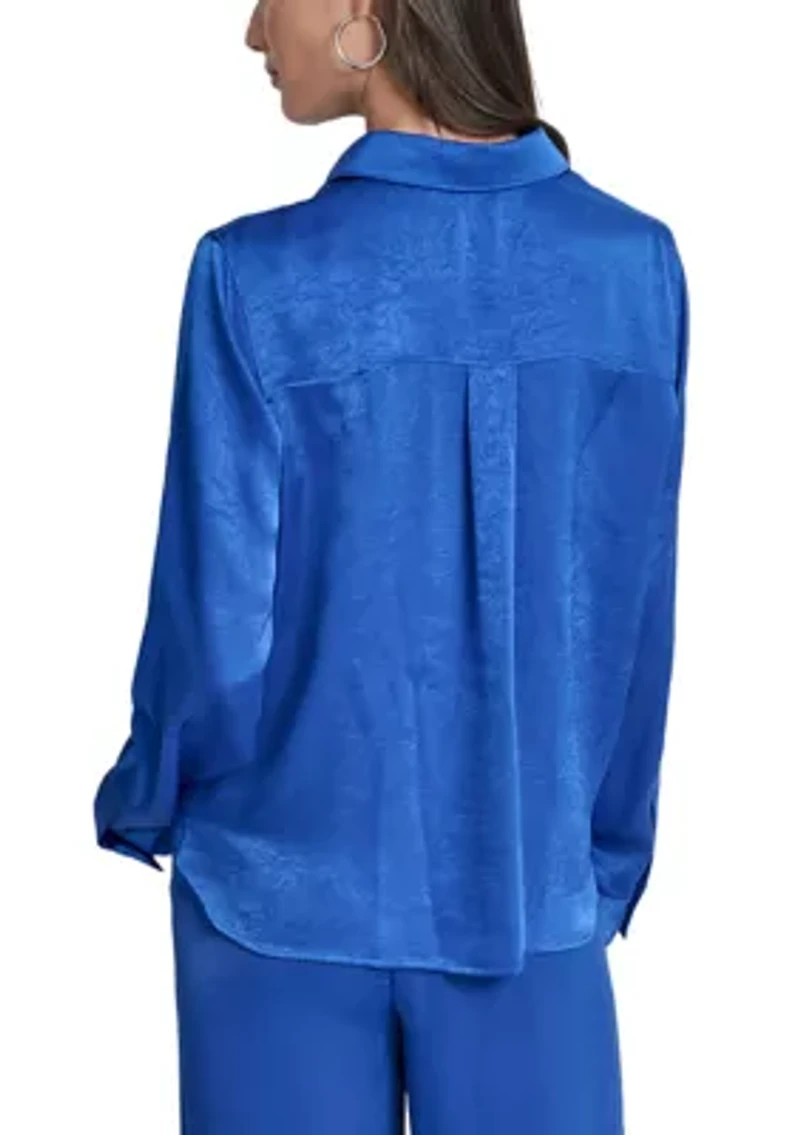 Women's Long Sleeve Twist Front Shirt