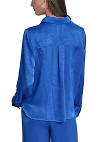 Women's Long Sleeve Twist Front Shirt