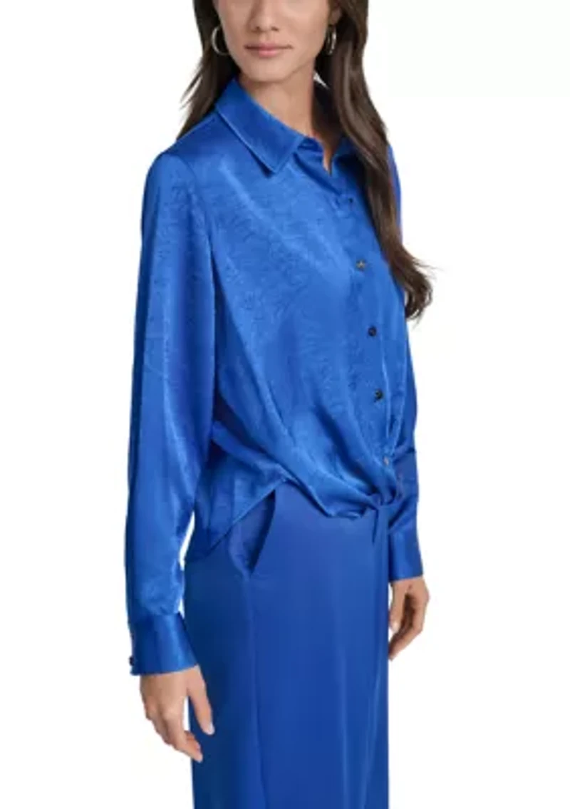 Women's Long Sleeve Twist Front Shirt