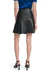 Women's Pleated Vegan Leather Skirt