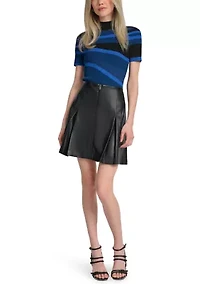 Women's Pleated Vegan Leather Skirt