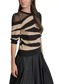 Women's Short Sleeve Crew Neck Patterned Shirt