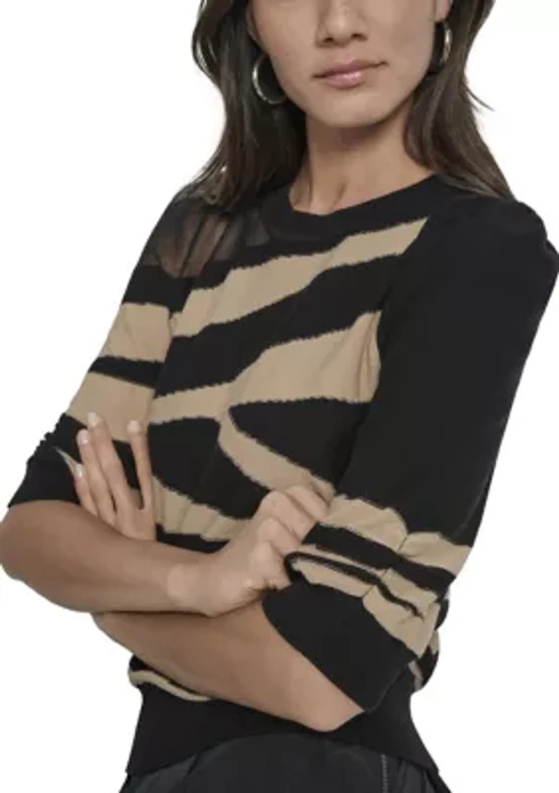 Women's Short Sleeve Crew Neck Patterned Shirt