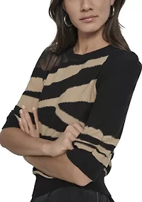 Women's Short Sleeve Crew Neck Patterned Shirt