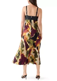 Women's Ink Diffus Sleeveless Mixed Media Printed Dress