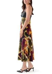 Women's Ink Diffus Sleeveless Mixed Media Printed Dress