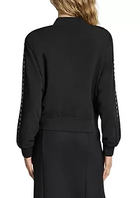 Women's Long Sleeve Double Weave Grommet Bomber Jacket