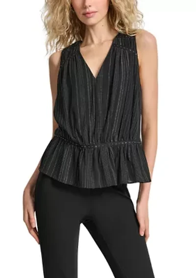 Women's Silver Studded Chiffon Peplum Top