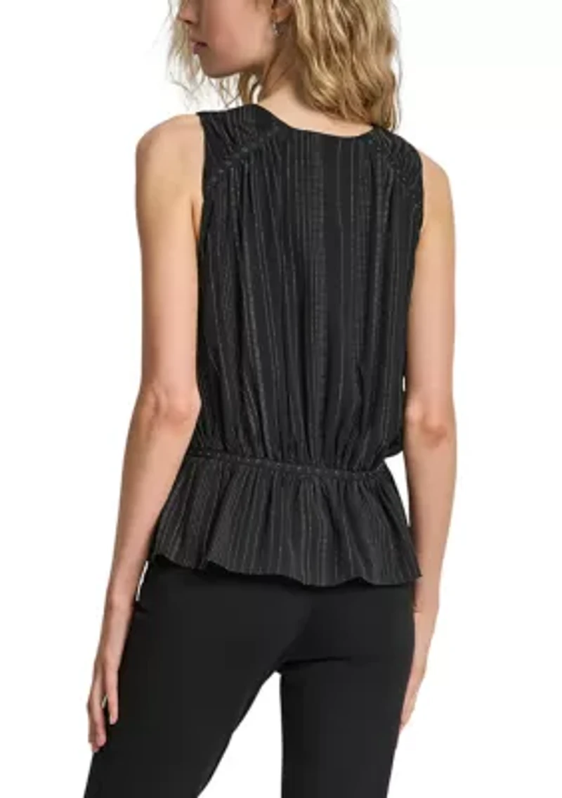 Women's Silver Studded Chiffon Peplum Top
