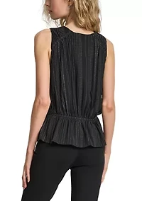 Women's Silver Studded Chiffon Peplum Top