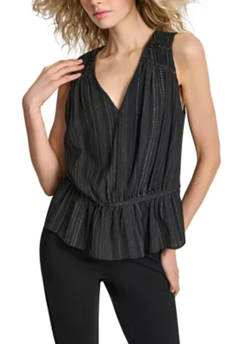 Women's Silver Studded Chiffon Peplum Top