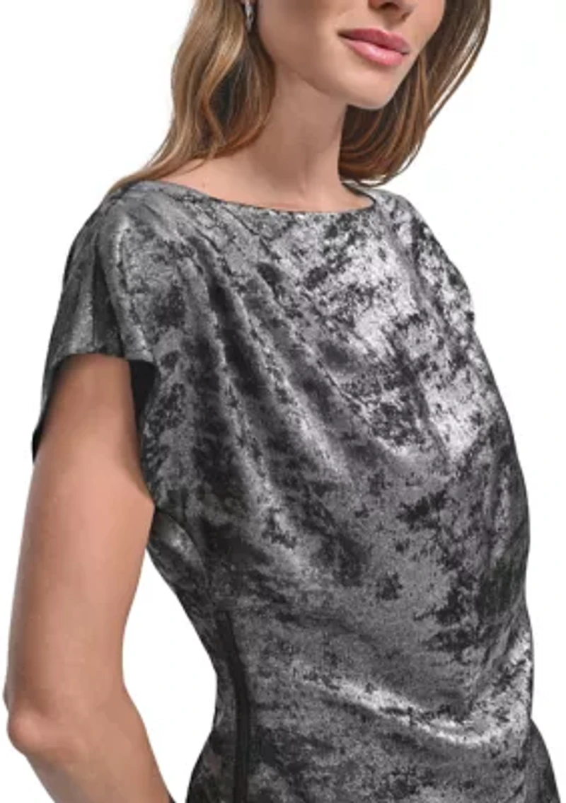 Women's Liquid Velvet Flutter Sleeve Shirt