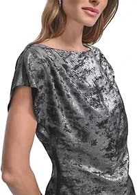 Women's Liquid Velvet Flutter Sleeve Shirt