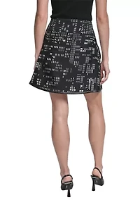 Women's Abstract Jacquard Zip Front Mini Skirt