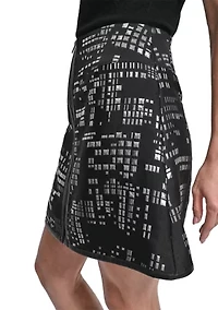 Women's Abstract Jacquard Zip Front Mini Skirt