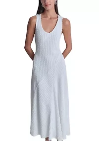 Women's Sleeveless V-Neck Asymmetrical Crochet Dress