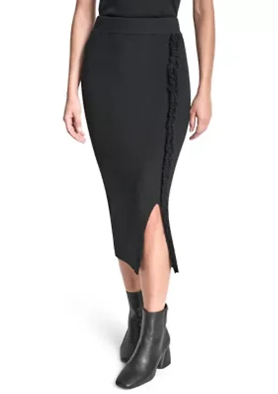 Women's Fring Trim Sweater Skirt