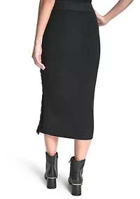 Women's Fring Trim Sweater Skirt