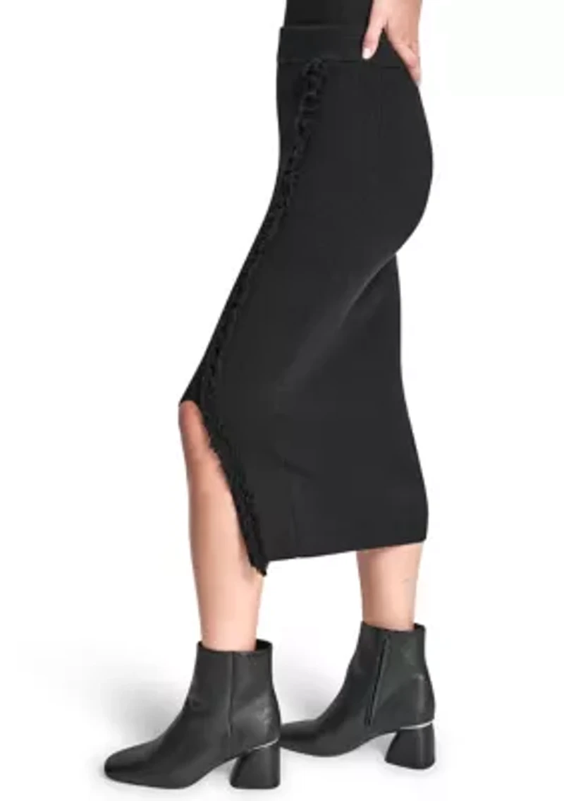 Women's Fring Trim Sweater Skirt