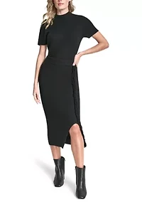 Women's Fring Trim Sweater Skirt