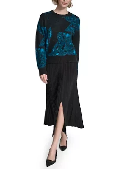 Women's Printed Crew Neck Sweater