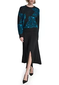 Women's Printed Crew Neck Sweater