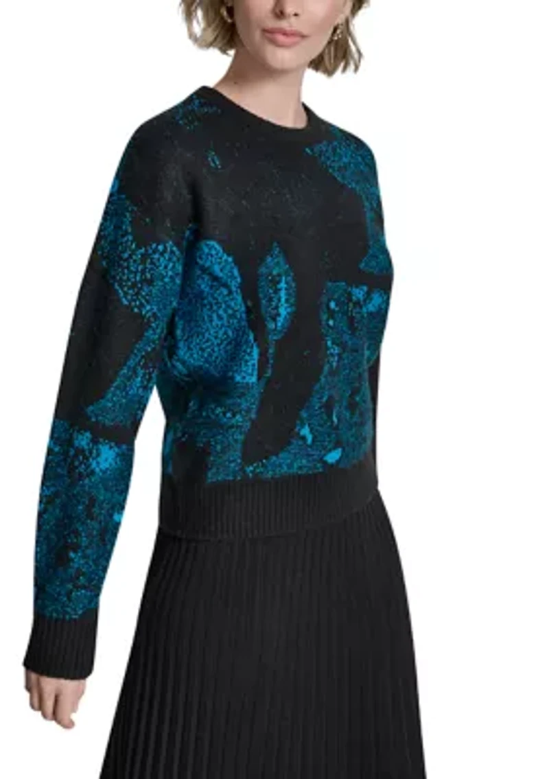 Women's Printed Crew Neck Sweater