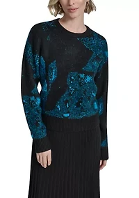 Women's Printed Crew Neck Sweater