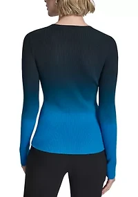 Women's Long Sleeve Dip Dyed Sweater